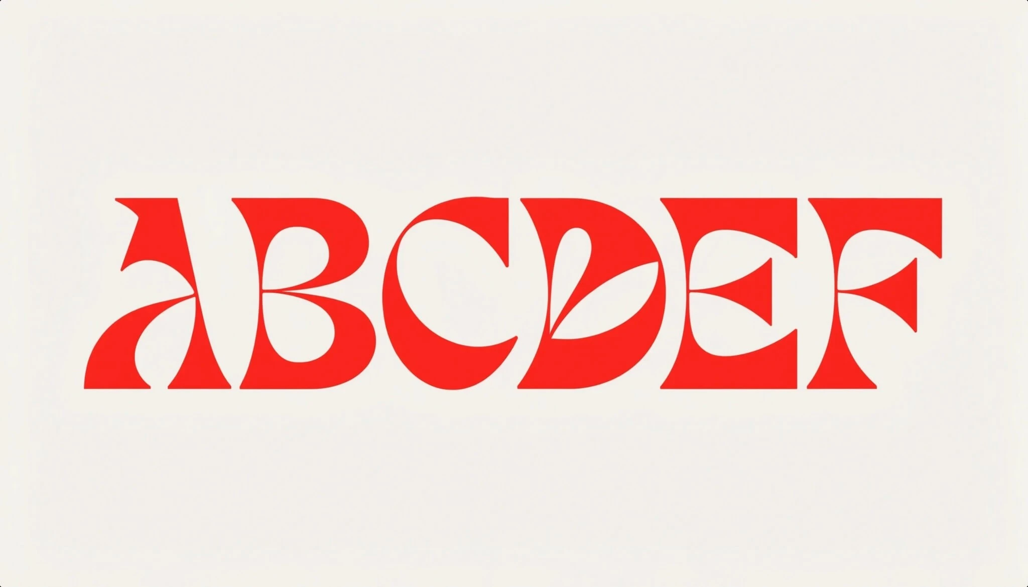 Стилизованные красные буквы ABCDEF на светлом фоне